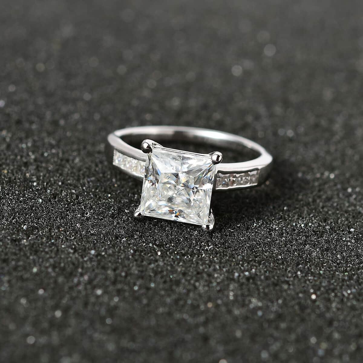 Moissanite Ring in Platinum Over Sterling Silver (Size 6.0) 3.20 ctw image number 2