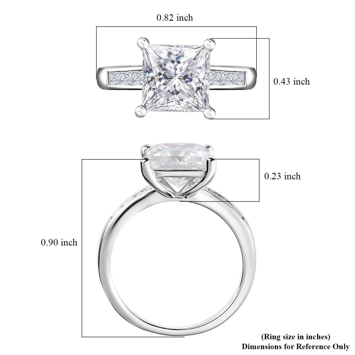 Moissanite Ring in Platinum Over Sterling Silver (Size 6.0) 3.20 ctw image number 6