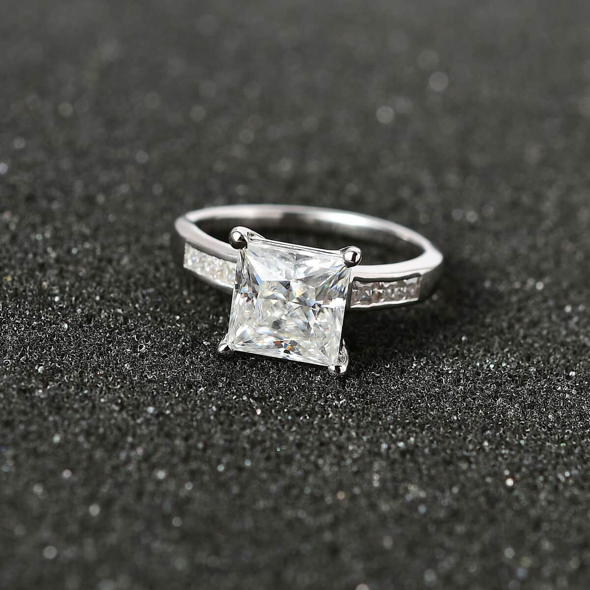Moissanite Ring in Platinum Over Sterling Silver (Size 7.0) 3.20 ctw image number 2