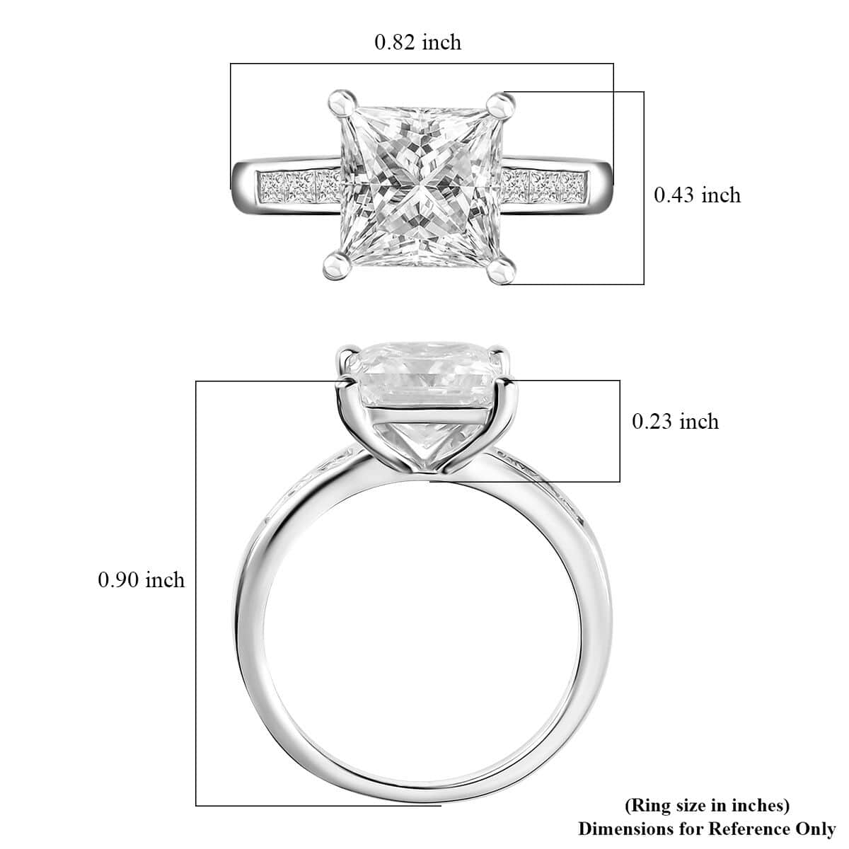 Moissanite Ring in Platinum Over Sterling Silver (Size 9.0) 3.20 ctw image number 6