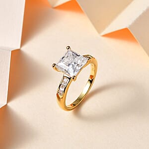 Moissanite Ring in Vermeil Yellow Gold Over Sterling Silver (Size 6.0) 3.20 ctw