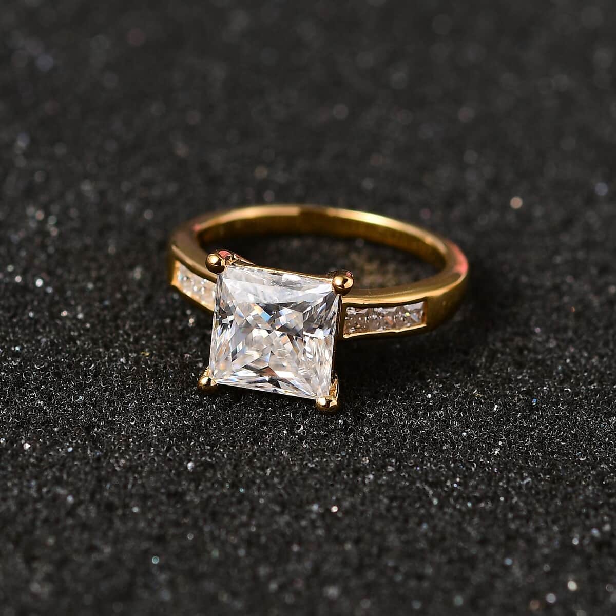 Moissanite Ring in Vermeil Yellow Gold Over Sterling Silver (Size 6.0) 3.20 ctw image number 2