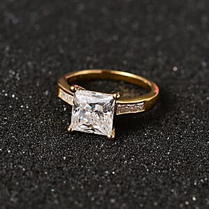 Moissanite Ring in Vermeil Yellow Gold Over Sterling Silver (Size 6.0) 3.20 ctw