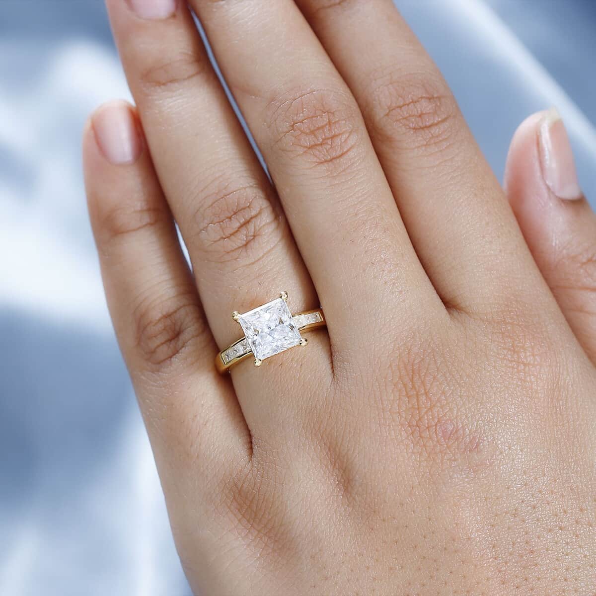 Moissanite Ring in Vermeil Yellow Gold Over Sterling Silver (Size 6.0) 3.20 ctw image number 3