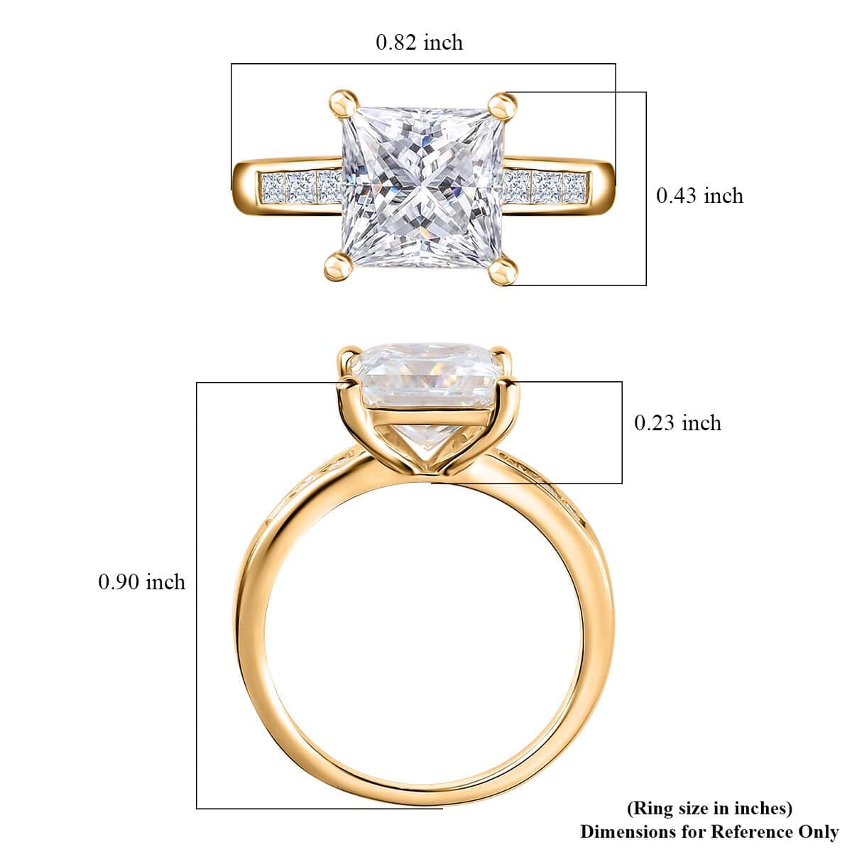 Moissanite Ring in Vermeil Yellow Gold Over Sterling Silver (Size 6.0) 3.20 ctw image number 6