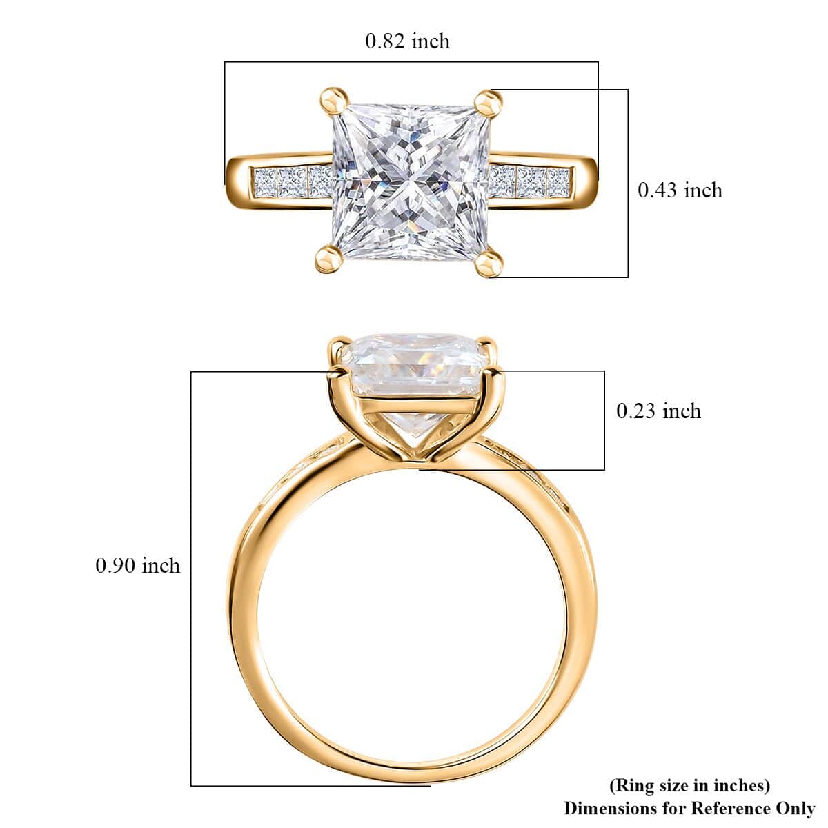 Moissanite Ring in Vermeil Yellow Gold Over Sterling Silver (Size 9.0) 3.20 ctw image number 6