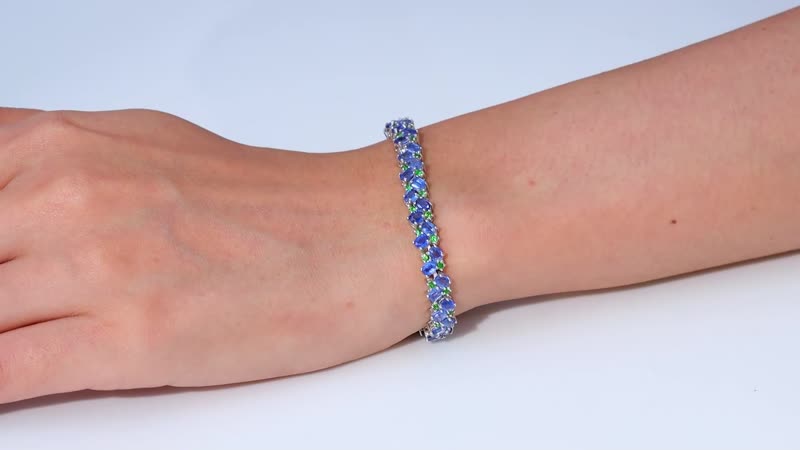 Kashmir Kyanite and Chrome Diopside Bracelet in Platinum Over Sterling Silver (7.25 In) 17.20 ctw