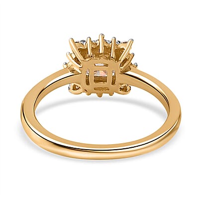 Moissanite Halo Ring in Vermeil Yellow Gold Over Sterling Silver (Size 10.0) 0.75 ctw