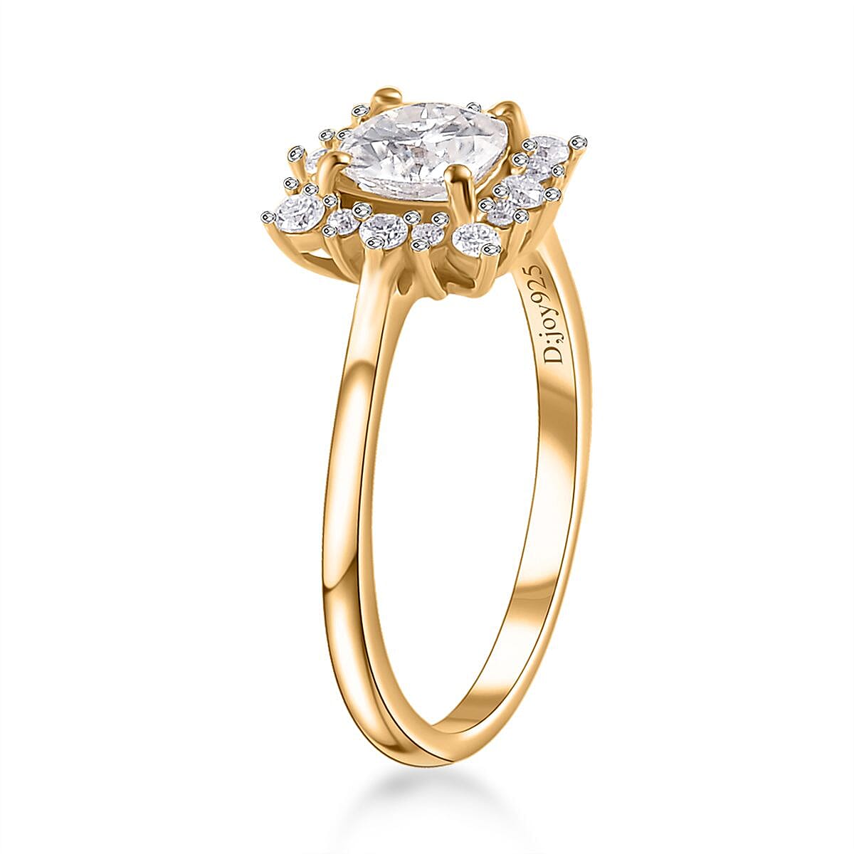 Moissanite Halo Ring in Vermeil Yellow Gold Over Sterling Silver (Size 5.0) 0.75 ctw image number 3