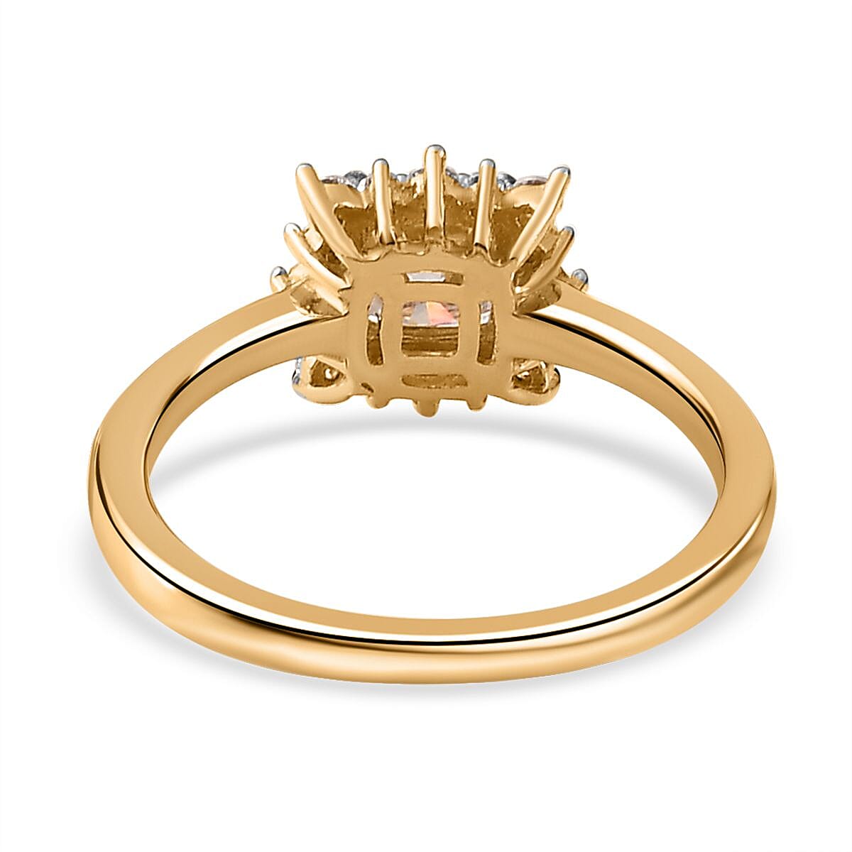 Moissanite Halo Ring in Vermeil Yellow Gold Over Sterling Silver (Size 5.0) 0.75 ctw image number 4