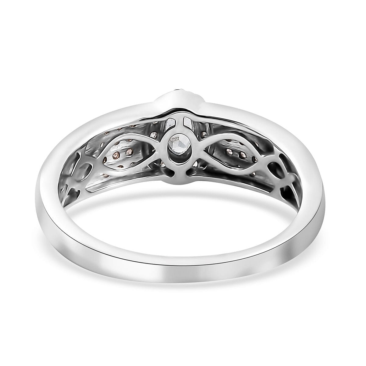 Santa Maria Aquamarine, Brown and White Zircon Ring in Platinum Over Sterling Silver (Size 10.0) 0.50 ctw