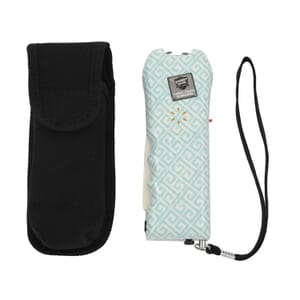 Closeout Streetwise Green and White Greek Key Pattern Stun Gun with Flash Light, Alarm and Carry Case (5x1.5)