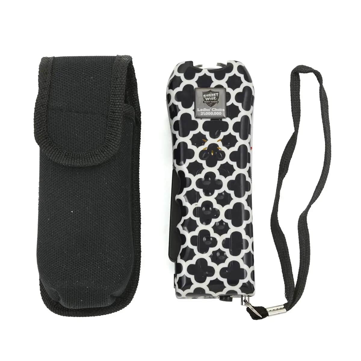 Streetwise Navy and White Moroccan Pattern Stun Gun with Flash Light, Alarm and Carry Case (5x1.5) image number 0