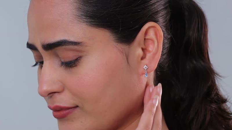 Santa Maria Aquamarine and Multi Gemstone Celestial Earrings in Platinum Over Sterling Silver 0.50 ctw