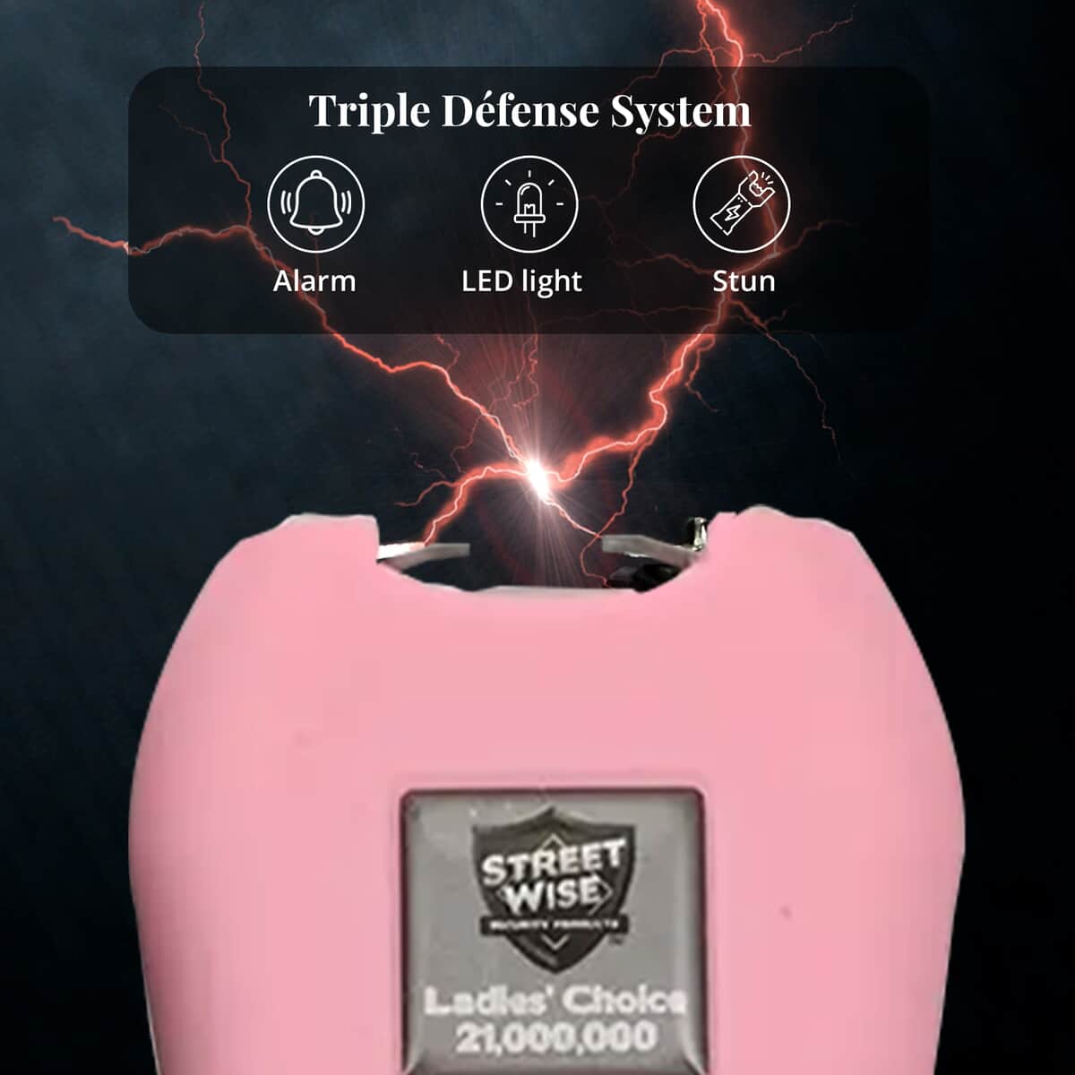 Closeout Streetwise Pink stun Gun with Flash Light, Alarm and Carry Case (5x1.5) image number 2