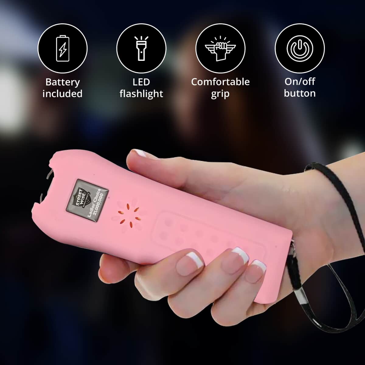 Closeout Streetwise Pink stun Gun with Flash Light, Alarm and Carry Case (5x1.5) image number 3