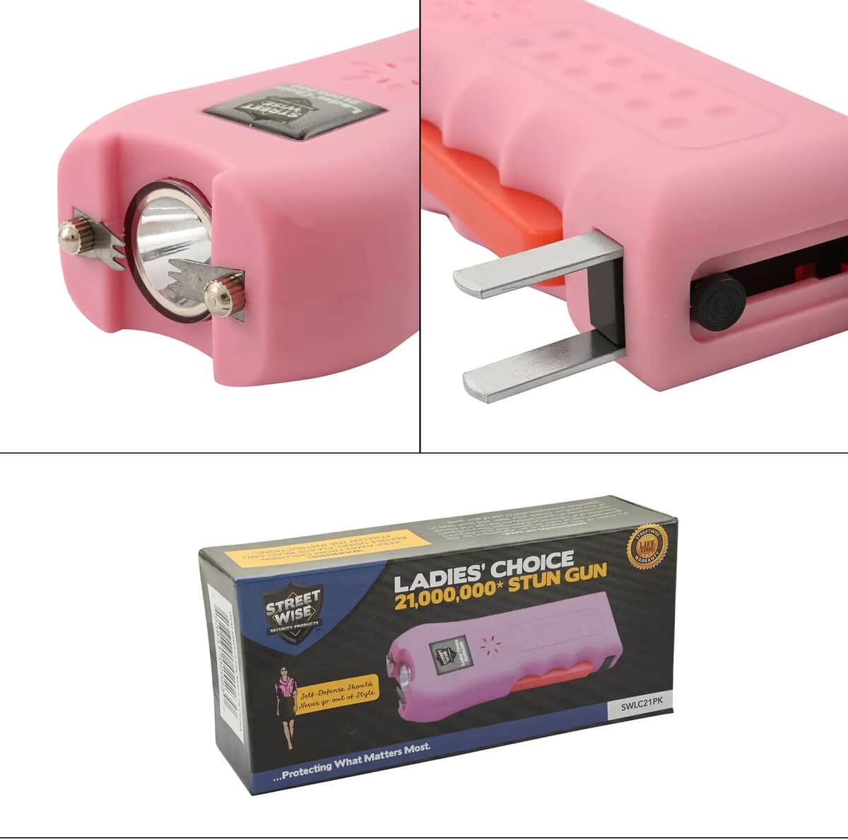 Streetwise Pink stun Gun with Flash Light, Alarm and Carry Case (5x1.5) image number 8