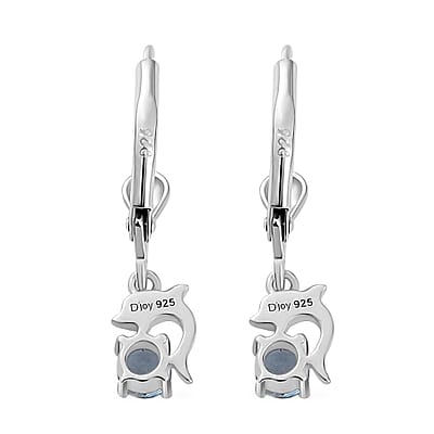 Santa Maria Aquamarine Dolphin Earrings in Platinum Over Sterling Silver 0.30 ctw
