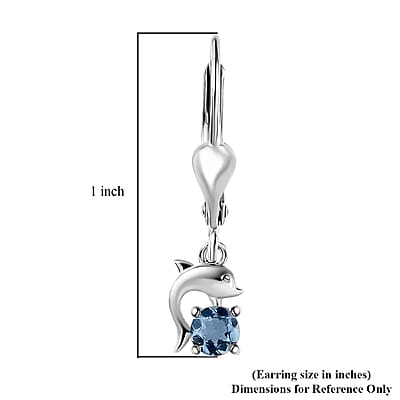 Santa Maria Aquamarine Dolphin Earrings in Platinum Over Sterling Silver 0.30 ctw