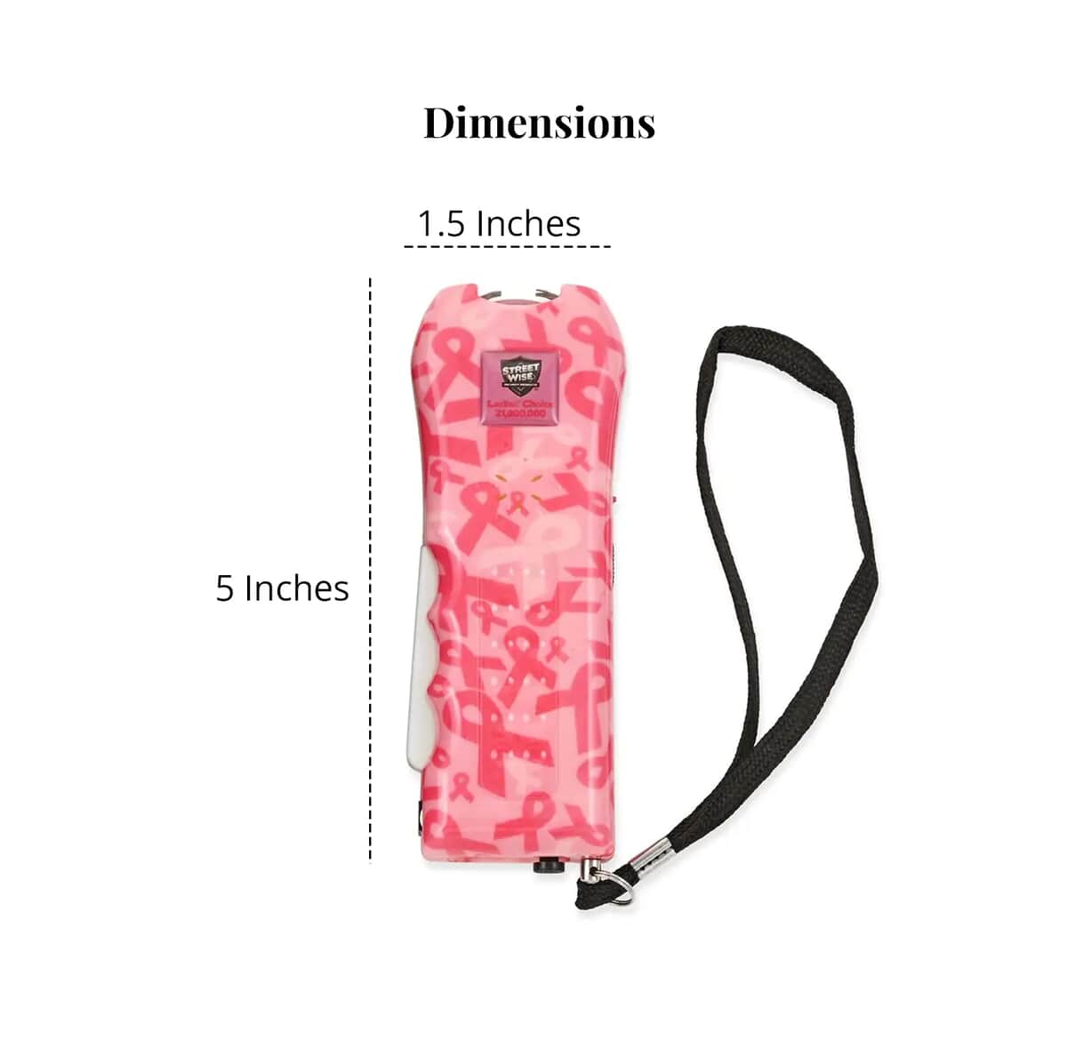 Closeout Streetwise Pink Cancer Awareness Ribbon Stun Gun with Flash Light, Alarm and Carry Case (5x1.5) image number 7