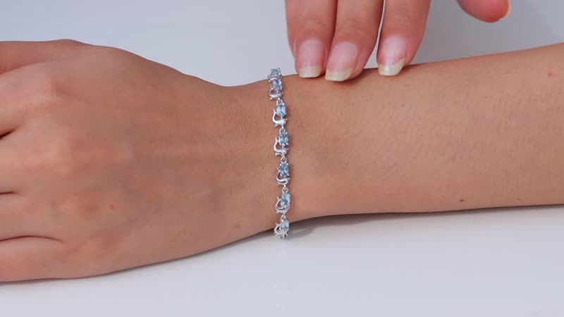 Santa Maria Aquamarine Dolphin Bolo Bracelet in Platinum Over Sterling Silver 2.15 ctw
