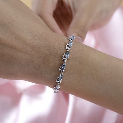 Santa Maria Aquamarine Dolphin Bolo Bracelet in Platinum Over Sterling Silver 2.15 ctw