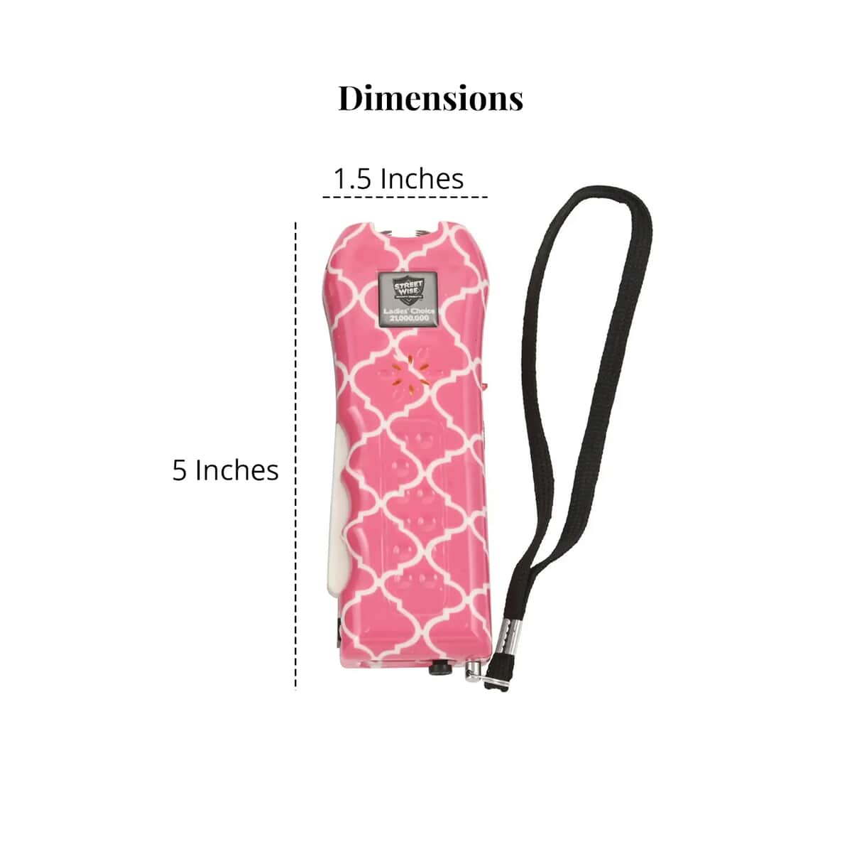 Streetwise Pink and White Quatrefoil Pattern Stun Gun with Flash Light, Alarm and Carry Case (5x1.5) image number 7