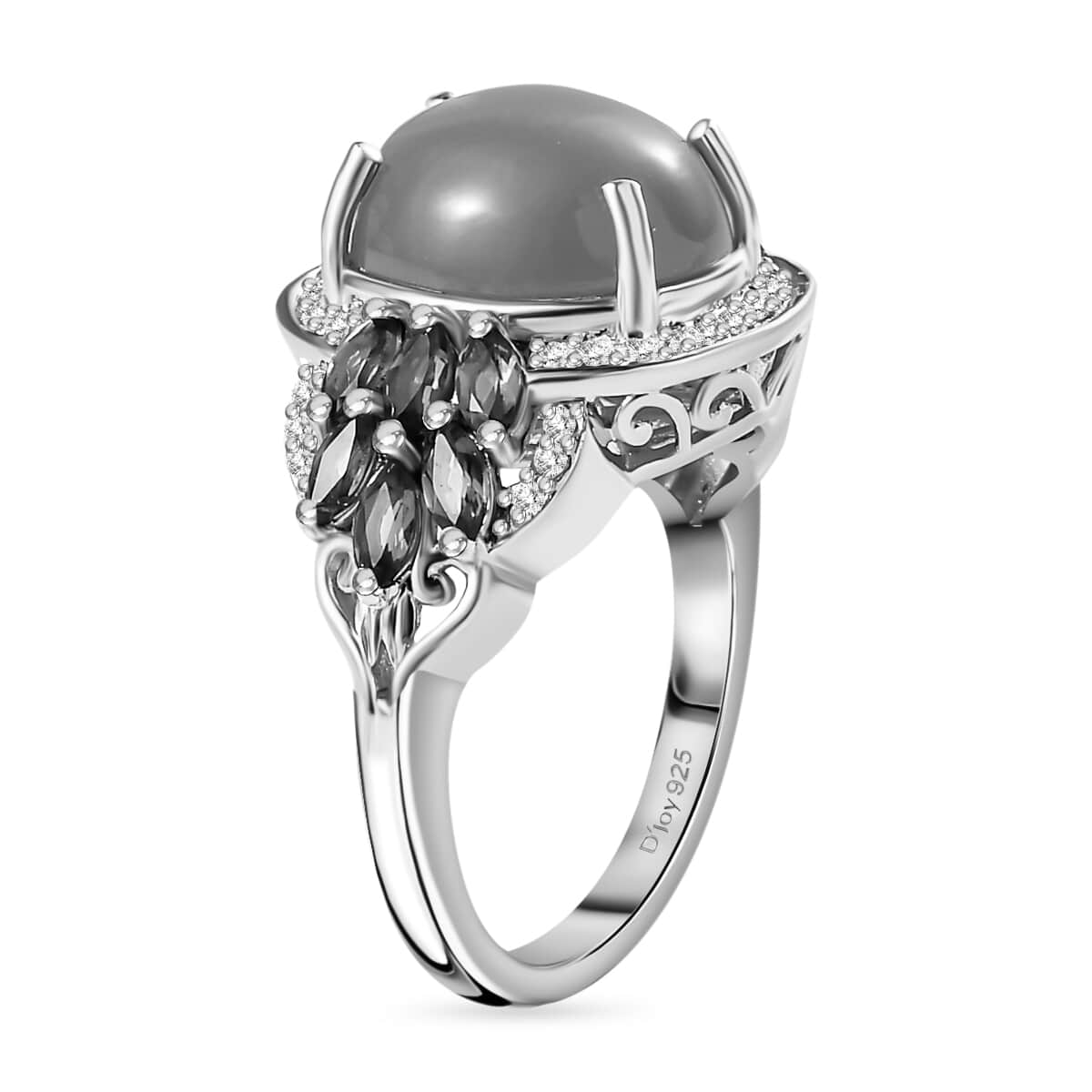 Peach Moonstone and Multi Gemstone Ring in Platinum Over Sterling Silver (Size 8.0) 5.10 ctw image number 3