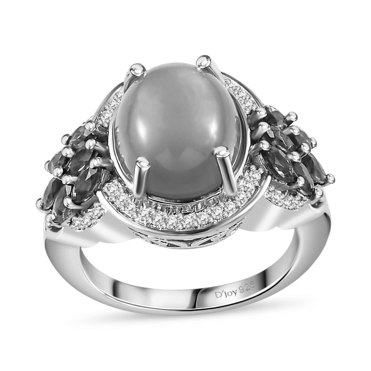 Peach Moonstone and Multi Gemstone Ring in Platinum Over Sterling Silver (Size 9.0) 5.10 ctw image number 0