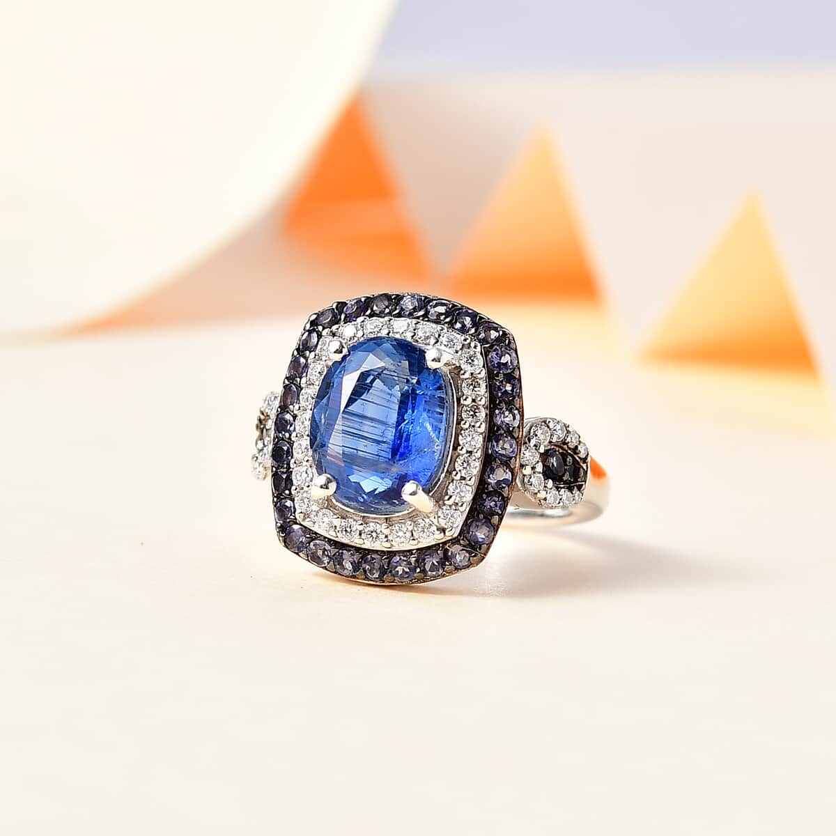 Premium Kashmir Kyanite, Multi Gemstone Ring in Platinum Over Sterling Silver (Size 10.0) 4.30 ctw image number 1