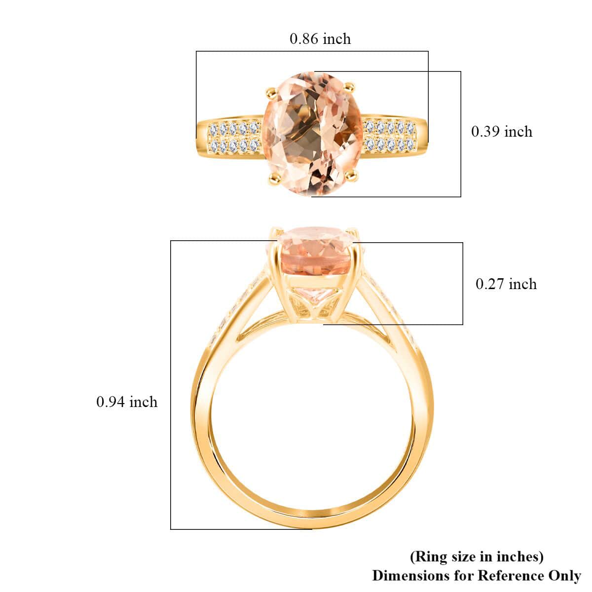 Certified & Appraised Luxoro 14K Yellow Gold AAA Marropino Morganite and G-H I2 Diamond Ring (Size 6.0) 2.50 ctw image number 4