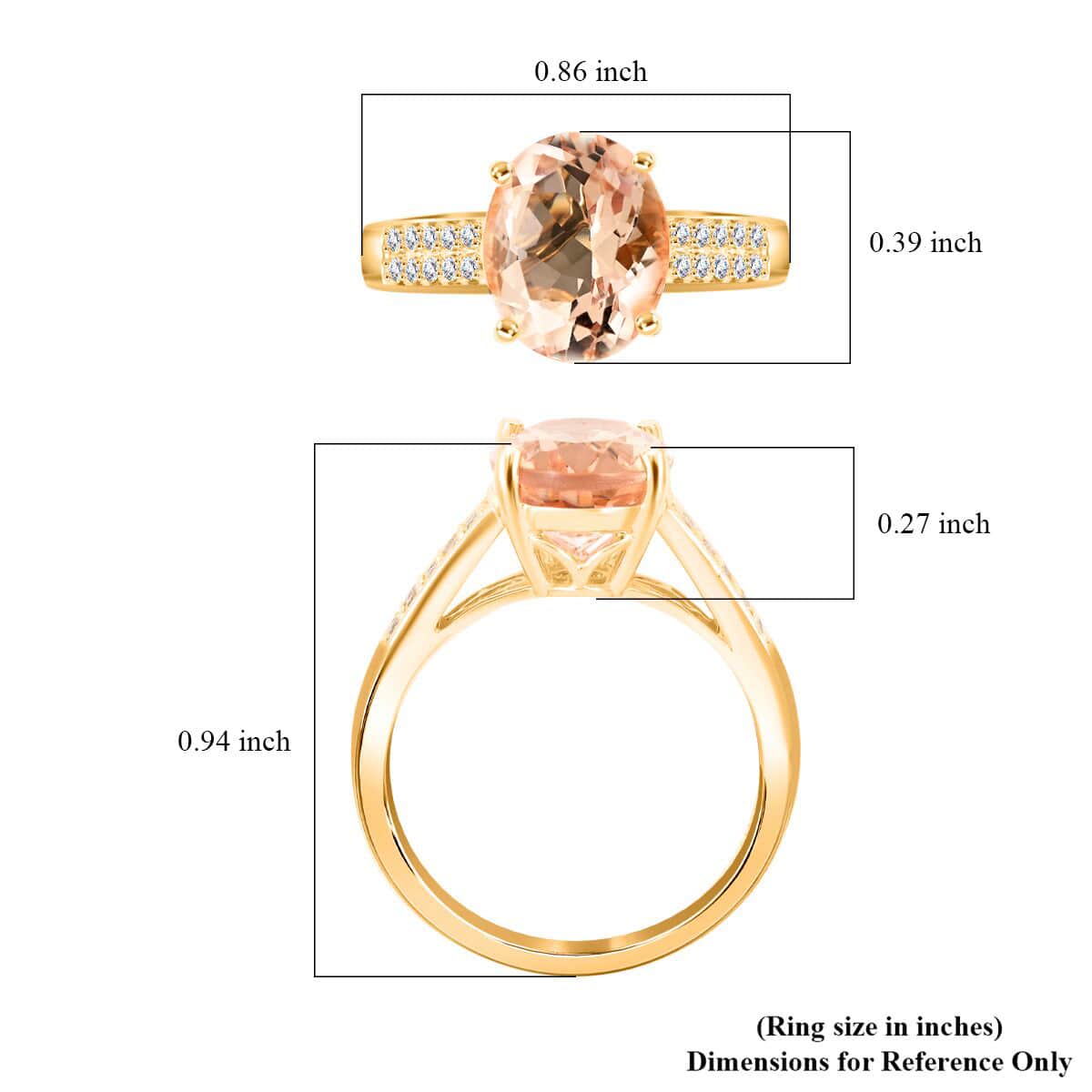 Certified & Appraised Luxoro 14K Yellow Gold AAA Marropino Morganite and G-H I2 Diamond Ring (Size 7.0) 2.50 ctw image number 4