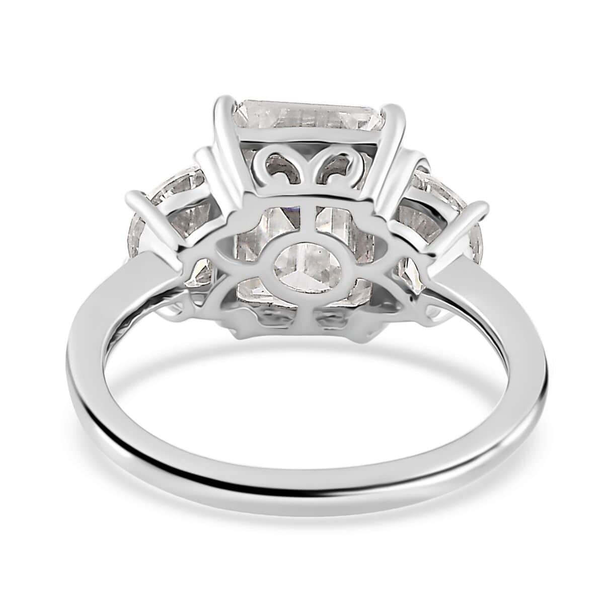 Moissanite (Oct 10x8mm) Ring in Platinum Over Sterling Silver (Size 10.0) 4.60 ctw image number 5
