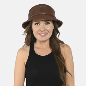 La Marey Mohagany Genuine Lambskin Bucket Hat - One Size Fits Most