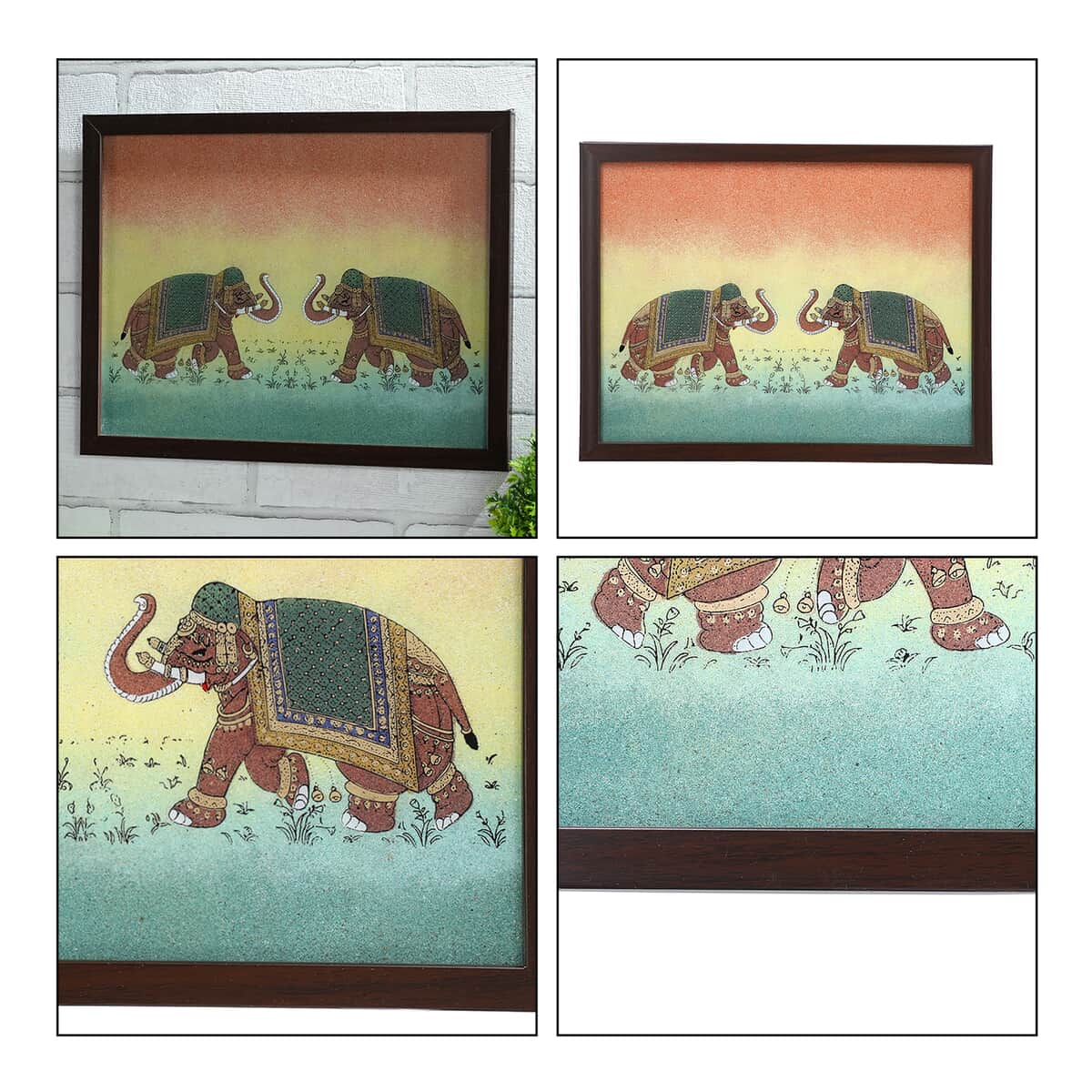 Handcrafted Gemstone Elephant Wall Painting (0.88 lbs) image number 5