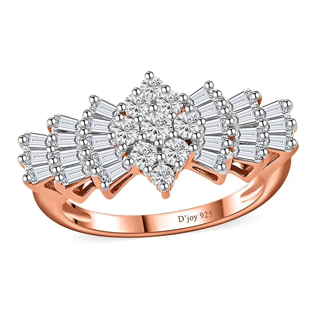 Moissanite Ballerina Ring in Vermeil RG Over Sterling Silver (Size 7.0) (Del. in 10-15 Days)