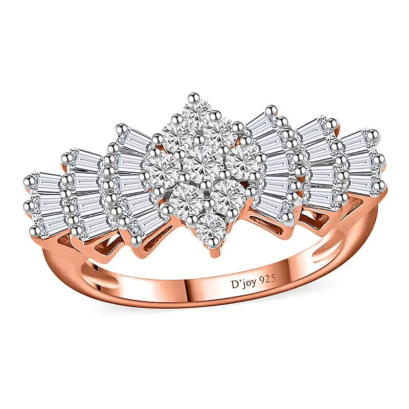 Moissanite Ballerina Ring in Vermeil RG Over Sterling Silver (Size 7.0) (Del. in 10-15 Days)