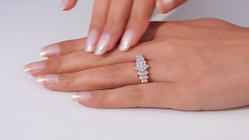 Moissanite Ballerina Ring in Vermeil RG Over Sterling Silver (Size 7.0) (Del. in 10-15 Days)