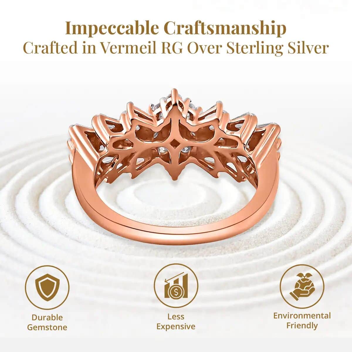 Moissanite Ballerina Ring in Vermeil Rose Gold Over Sterling Silver (Size 10.0) image number 5