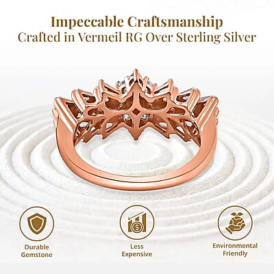 Moissanite Ballerina Ring in Vermeil RG Over Sterling Silver (Size 7.0) (Del. in 10-15 Days)