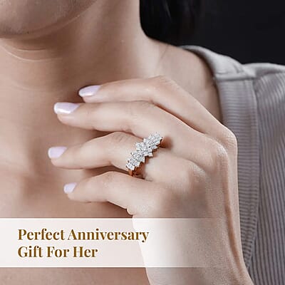 Moissanite Ballerina Ring in Vermeil RG Over Sterling Silver (Size 7.0) (Del. in 10-15 Days)