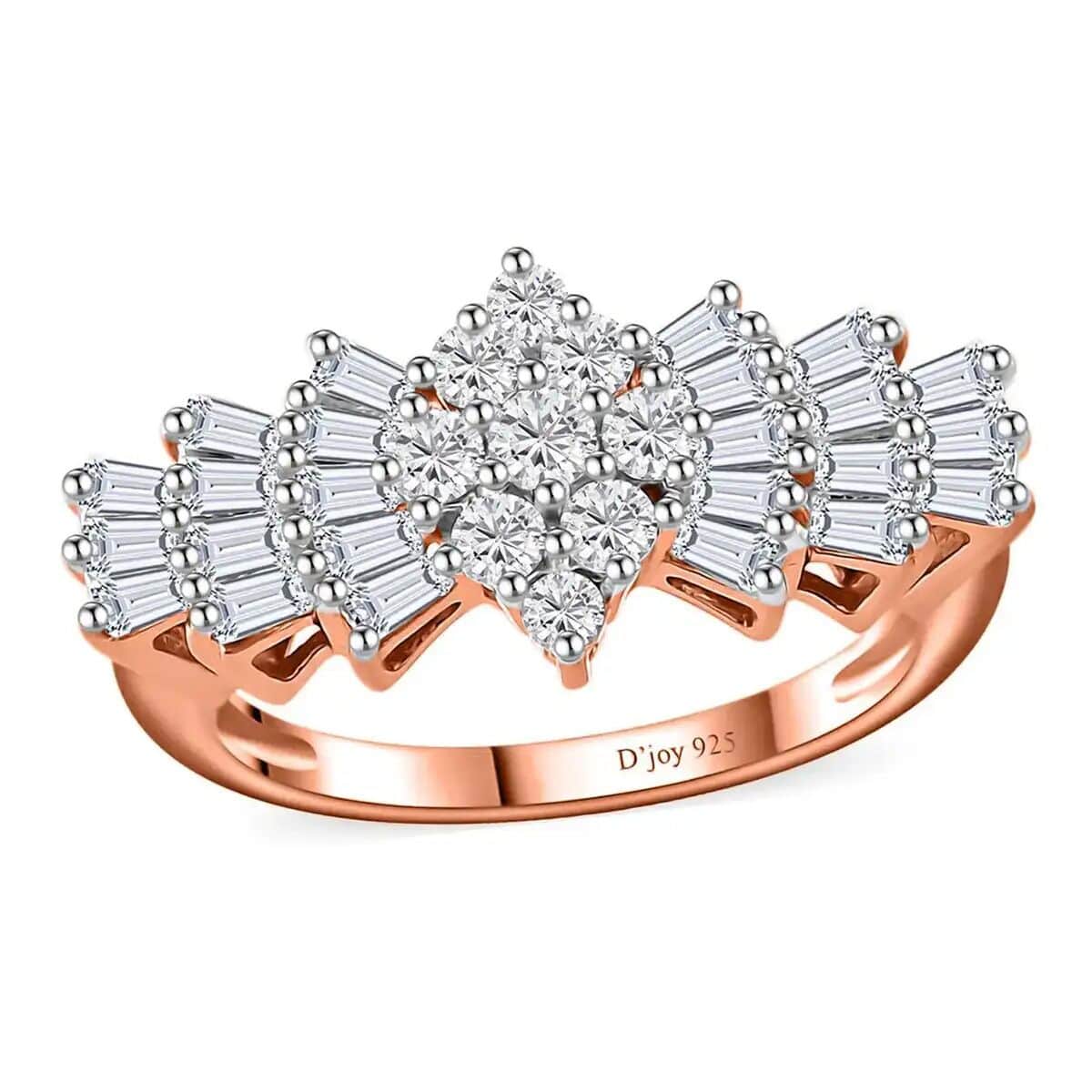 Moissanite Ballerina Ring in Vermeil Rose Gold Over Sterling Silver (Size 11.0) image number 0