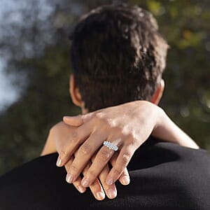 Moissanite Ballerina Ring in Vermeil Rose Gold Over Sterling Silver (Size  11.0)