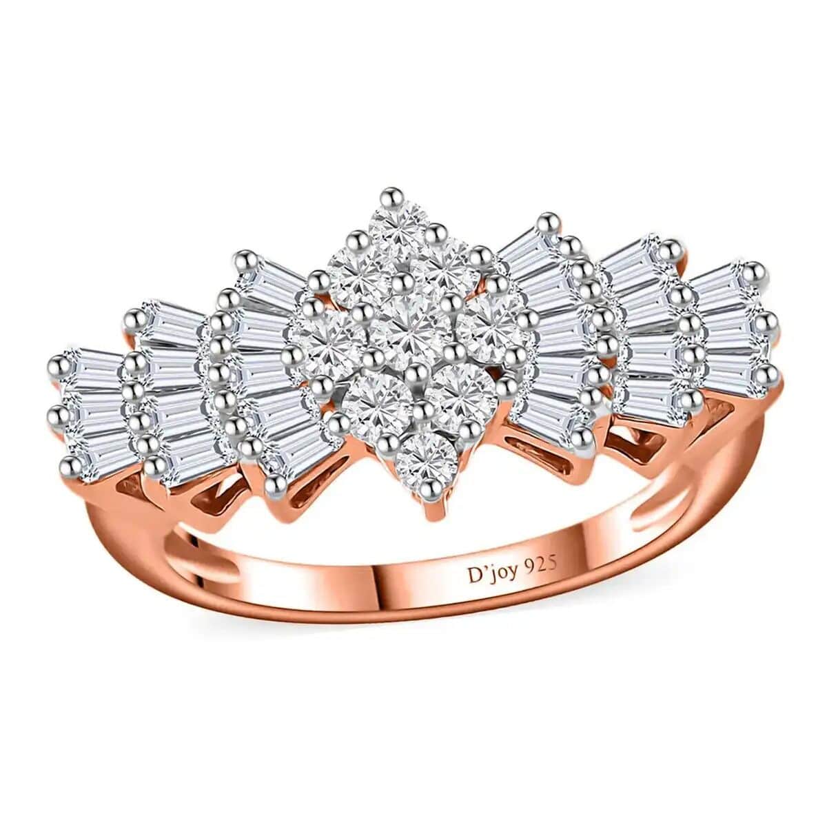 Moissanite Ballerina Ring in Vermeil Rose Gold Over Sterling Silver (Size 9.0) image number 0