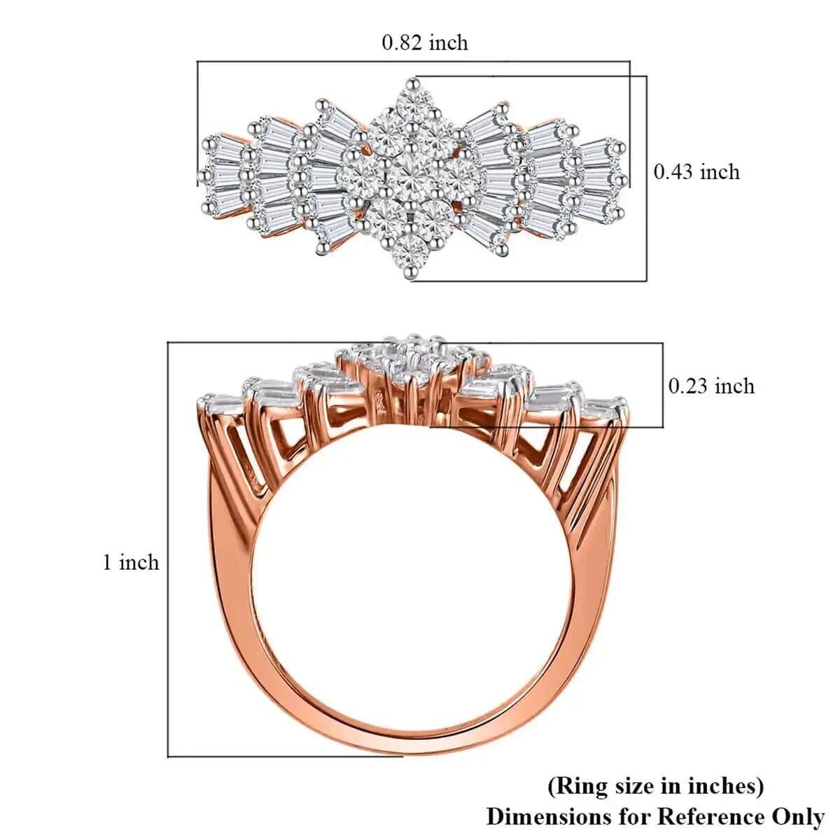 Moissanite Ballerina Ring in Vermeil Rose Gold Over Sterling Silver (Size 9.0) image number 7