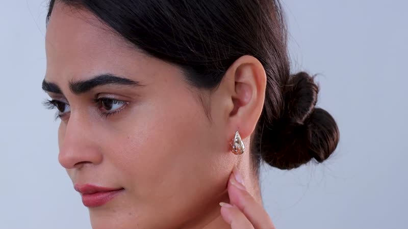 Moissanite Rain Drop Tear Drop Statement Earrings in Platinum Over Sterling Silver 1.00 ctw