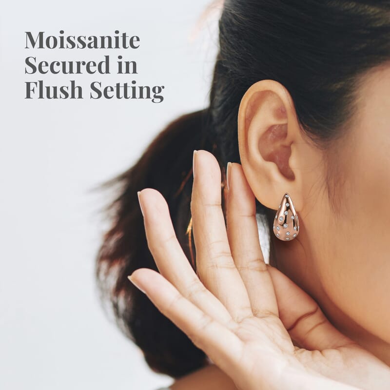 D'Joy Moissanite 1.00 ctw Raindrop Statement Earrings in Vermeil Rose Gold Over Sterling Silver