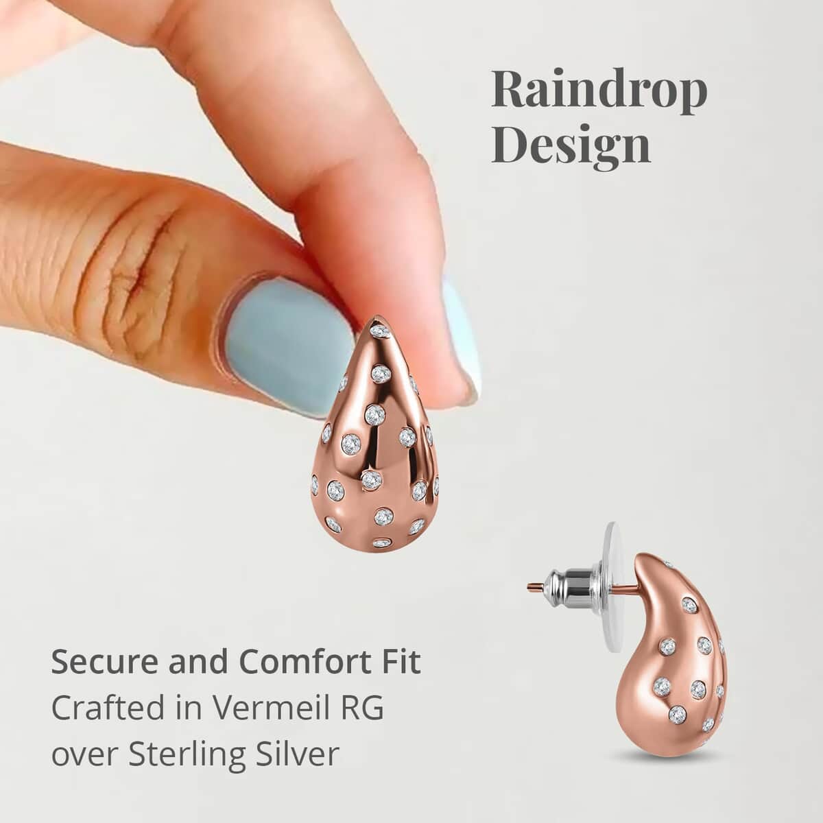 Moissanite Rain Drop Tear Drop Statement Earrings in Vermeil Rose Gold Over Sterling Silver 1.00 ctw image number 4