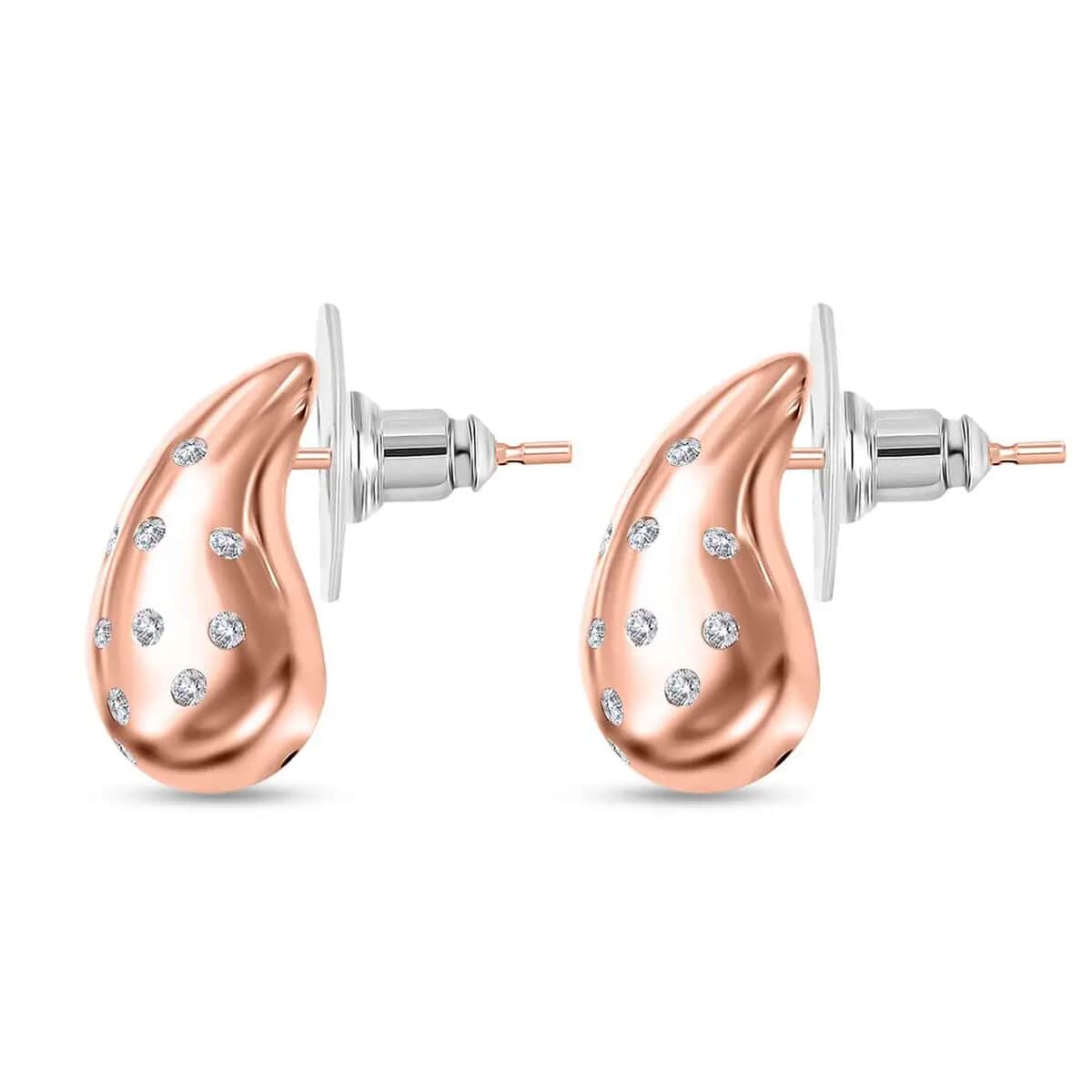 Moissanite Rain Drop Tear Drop Statement Earrings in Vermeil Rose Gold Over Sterling Silver 1.00 ctw image number 7