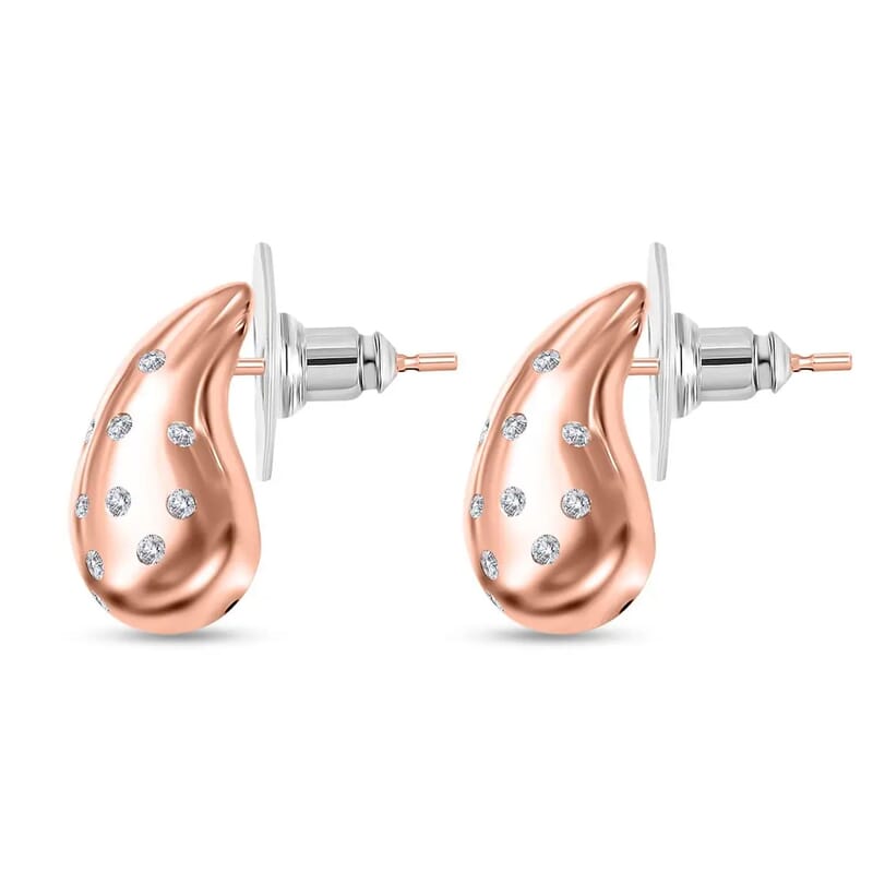 D'Joy Moissanite 1.00 ctw Raindrop Statement Earrings in Vermeil Rose Gold Over Sterling Silver